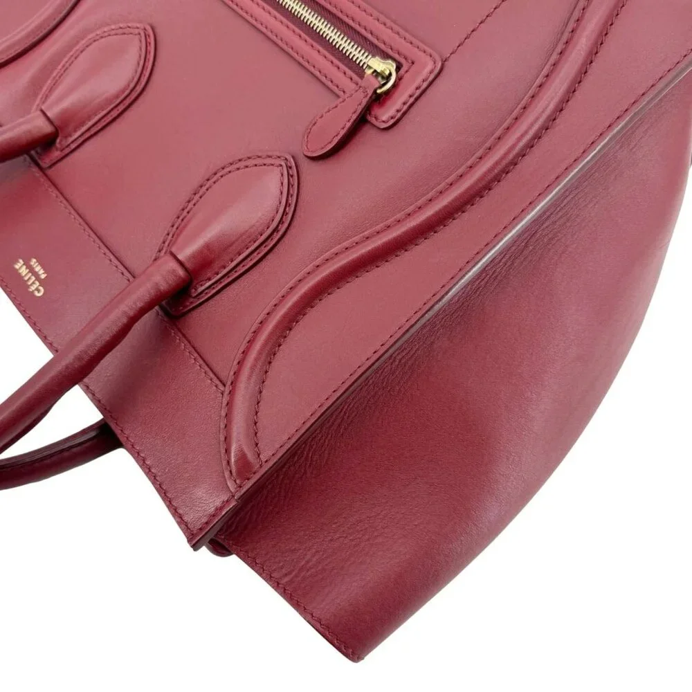 Celine  Nano Luggage Leather Satchel Bag Burgundy - Picture 8 of 15